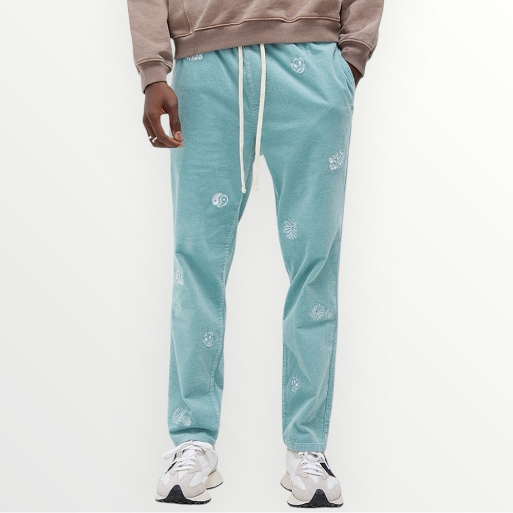 PacSun Embroidered Corduroy Trouser Men’s Pants Blue Size Medium Slim